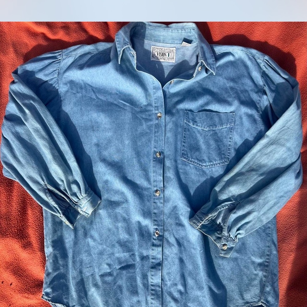 Vintage Blue Denim Blouse